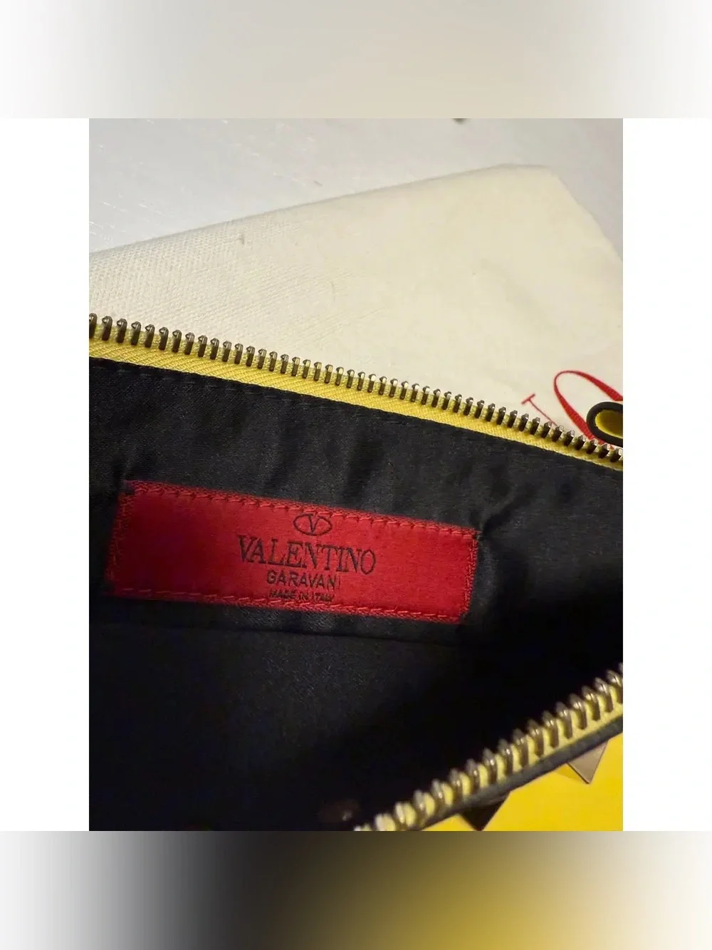 Valentino Garavani Yellow Rockstud Leather Clutch